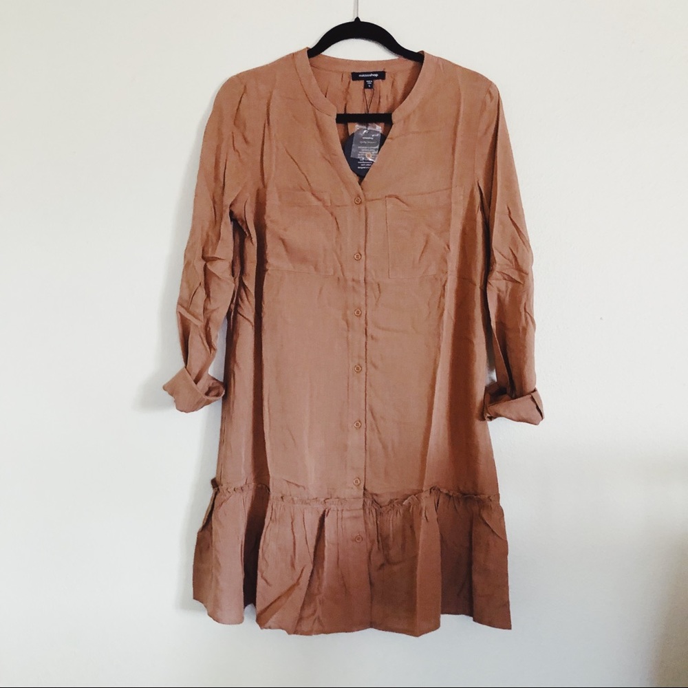 NWT Tan Ruffle Dress